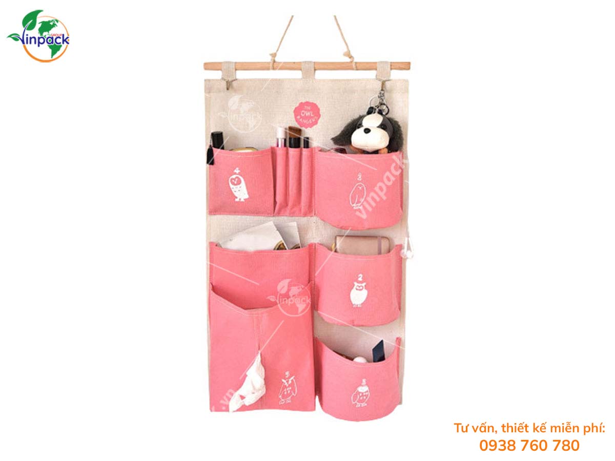 Canvas wall hanging storage bag