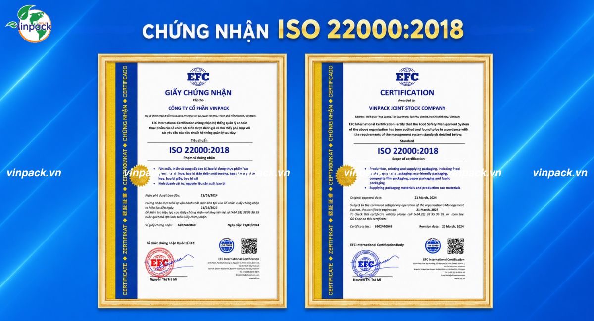 Vinpack đạt chứng nhận ISO 22000:2018