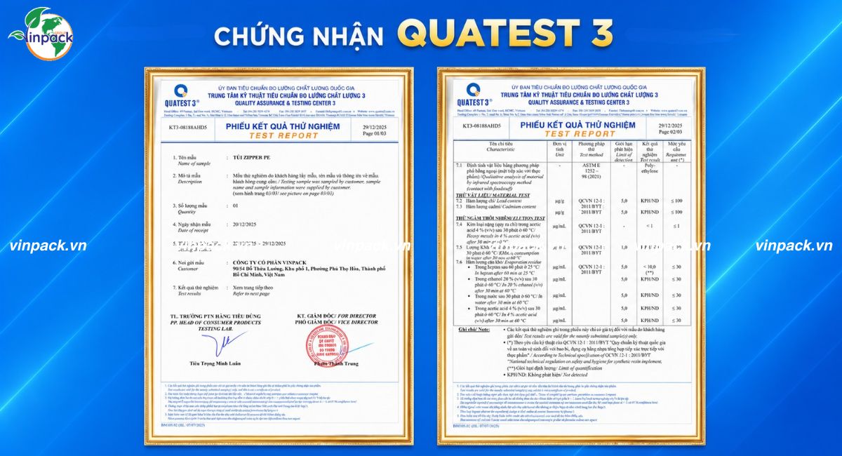 Vinpack đạt chứng nhận Quatest 3