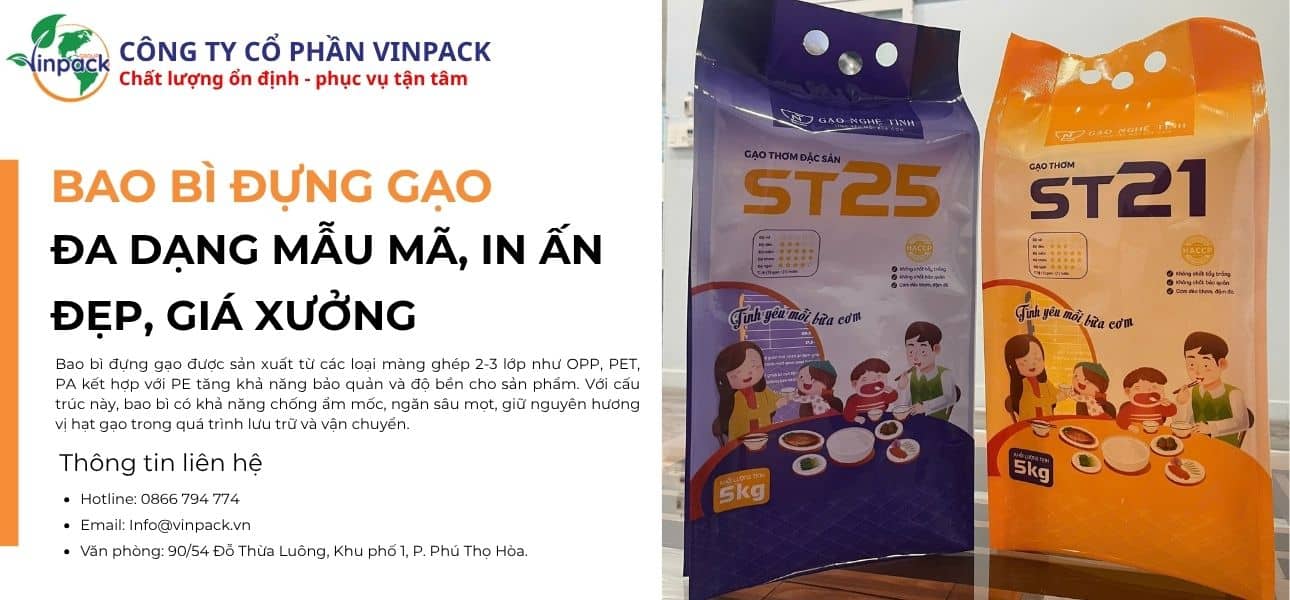 Bao bì đựng gạo đa dạng mẫu mã