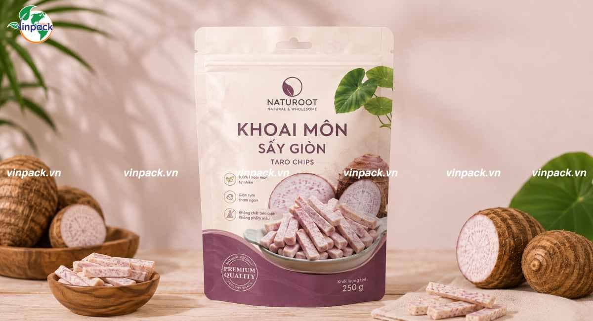 Dịch vụ in bao bì khoai môn sấy in và gia công theo yêu cầu