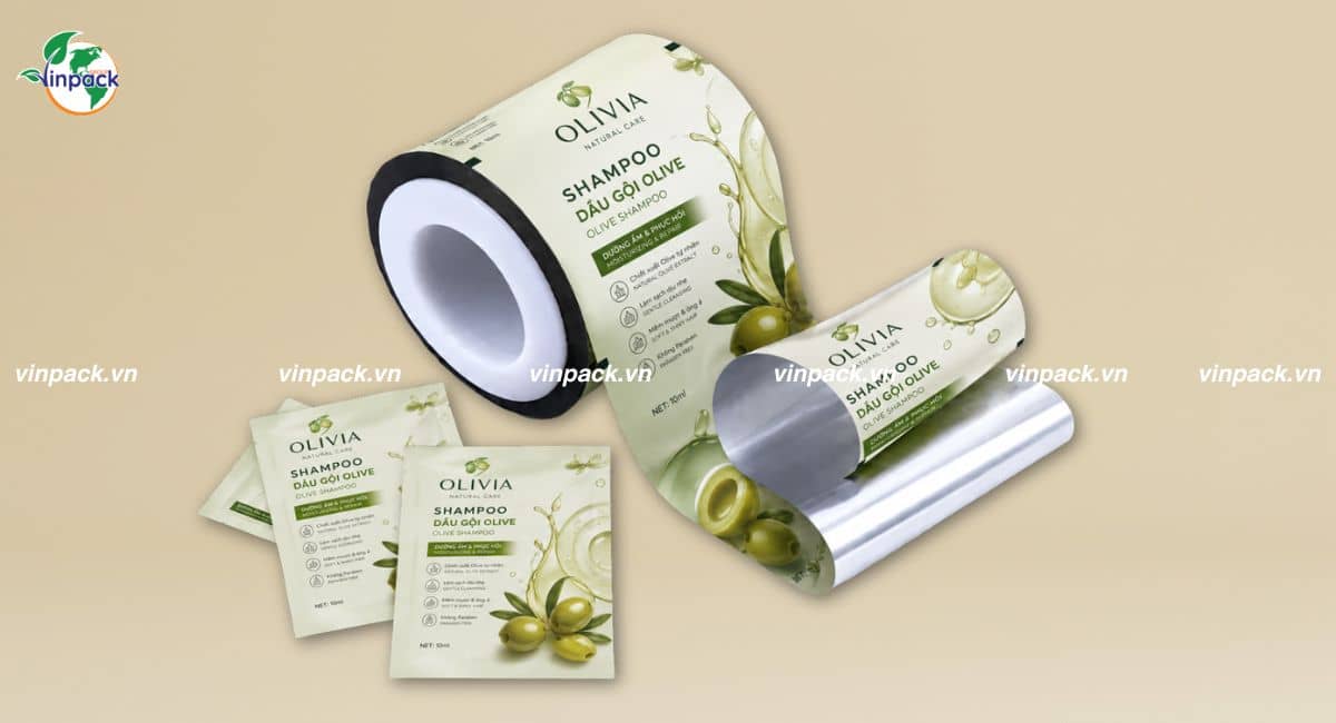 Mẫu bao bì dầu gội dạng cuộn đóng gói tự động