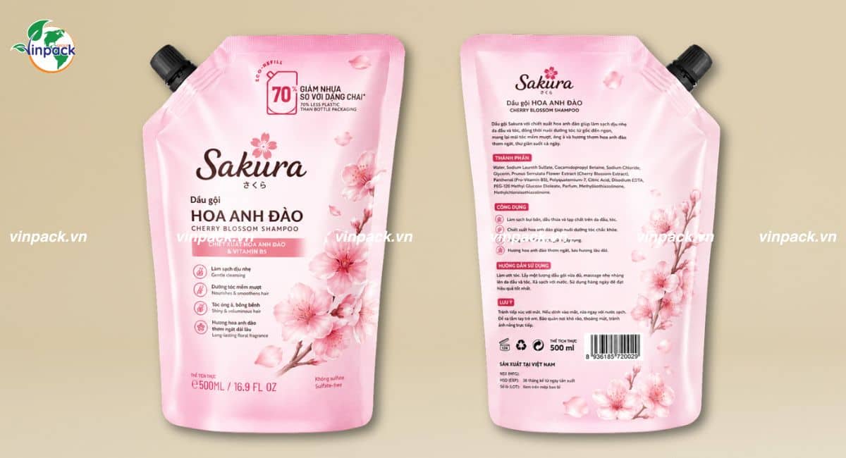 Mẫu bao bì dầu gội refill in trục đồng