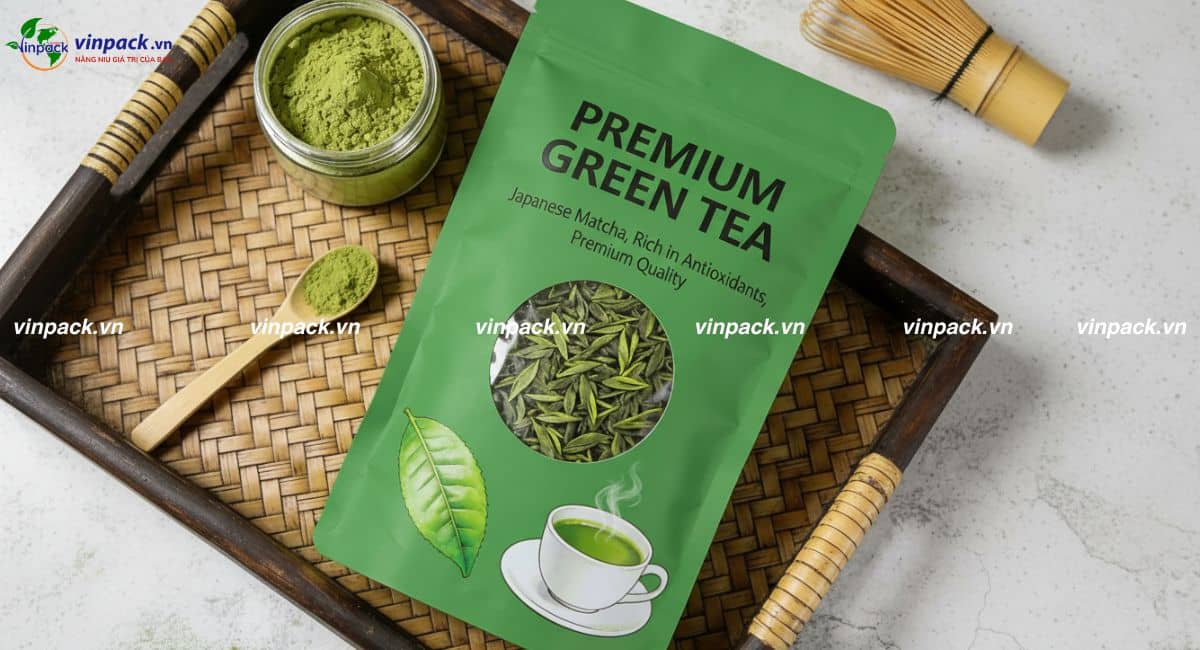 Mẫu bao bì đựng trà matcha
