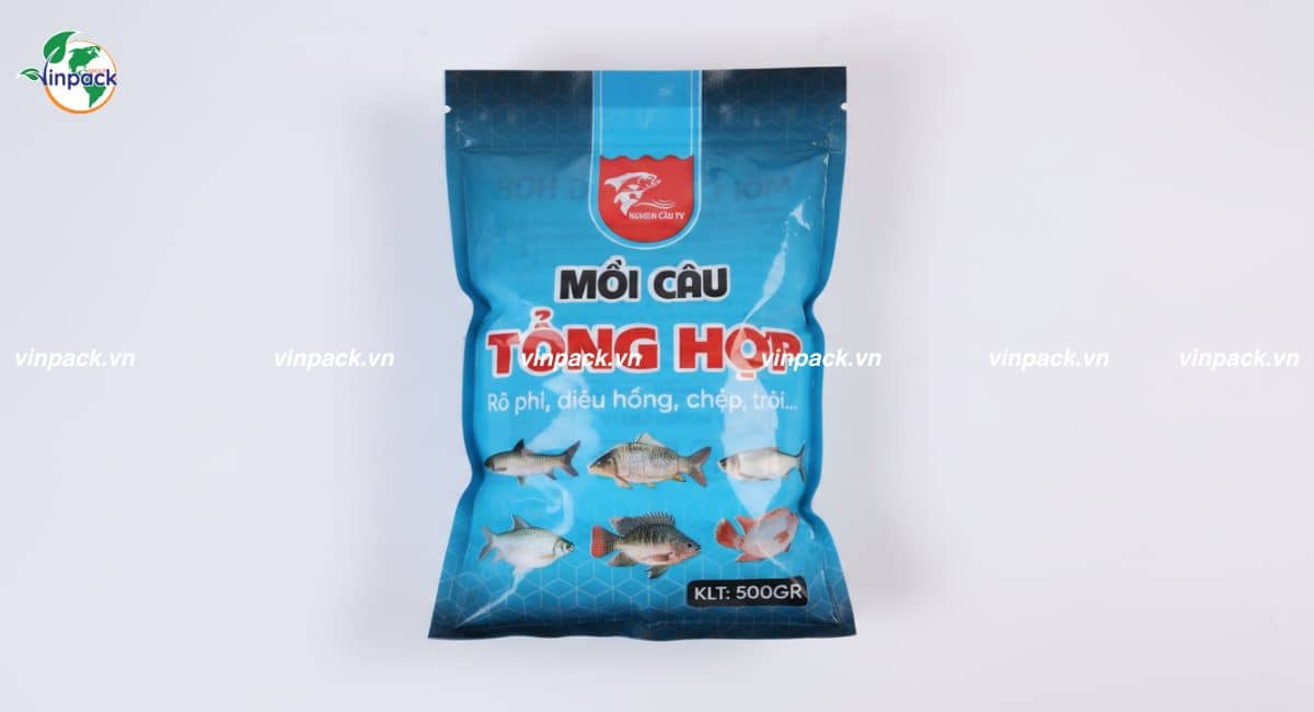 Mẫu bao bì đựng mồi câu cá theo yêu cầu