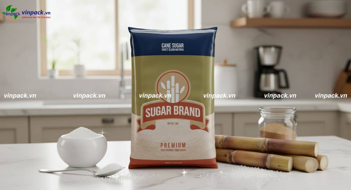 Mẫu bao bì đựng đường thực phẩm in logo theo yêu cầu