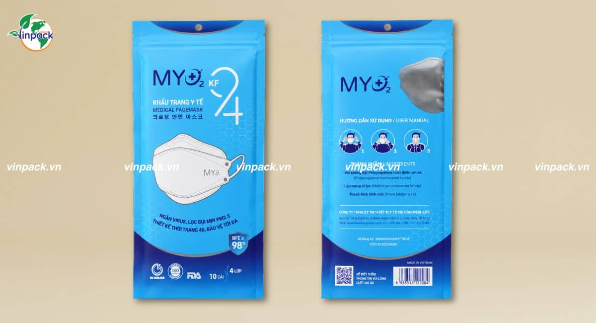 Mẫu bao bì khẩu trang y tế zipper tiện lợi