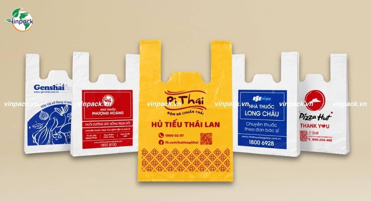 Mẫu in túi xốp 2 quai nhiều ngành nghề khác nhau
