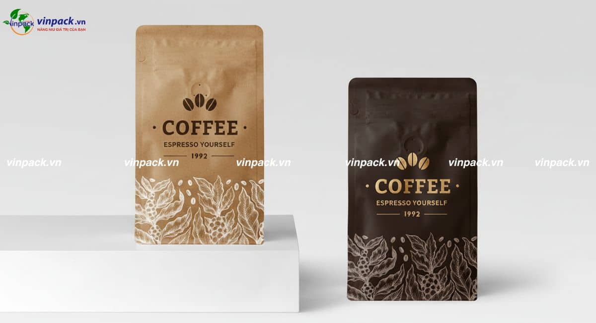 Bao bì cà phê in logo thương hiệu nổi bật