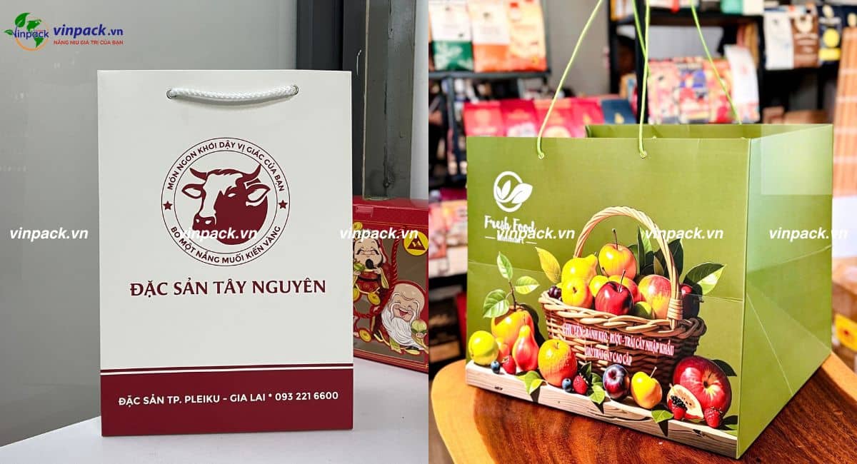 Mẫu túi giấy thực phẩm tại cửa hàng bán lẻ
