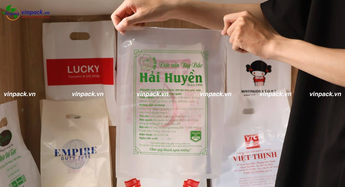 Mẫu túi nilon hút chân không in logo đựng thực phẩm