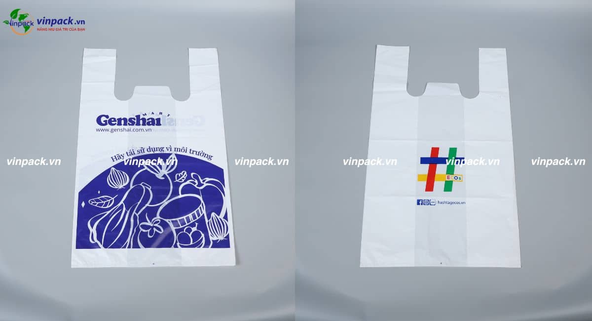 Mẫu in ấn túi nilon màu trắng sứ