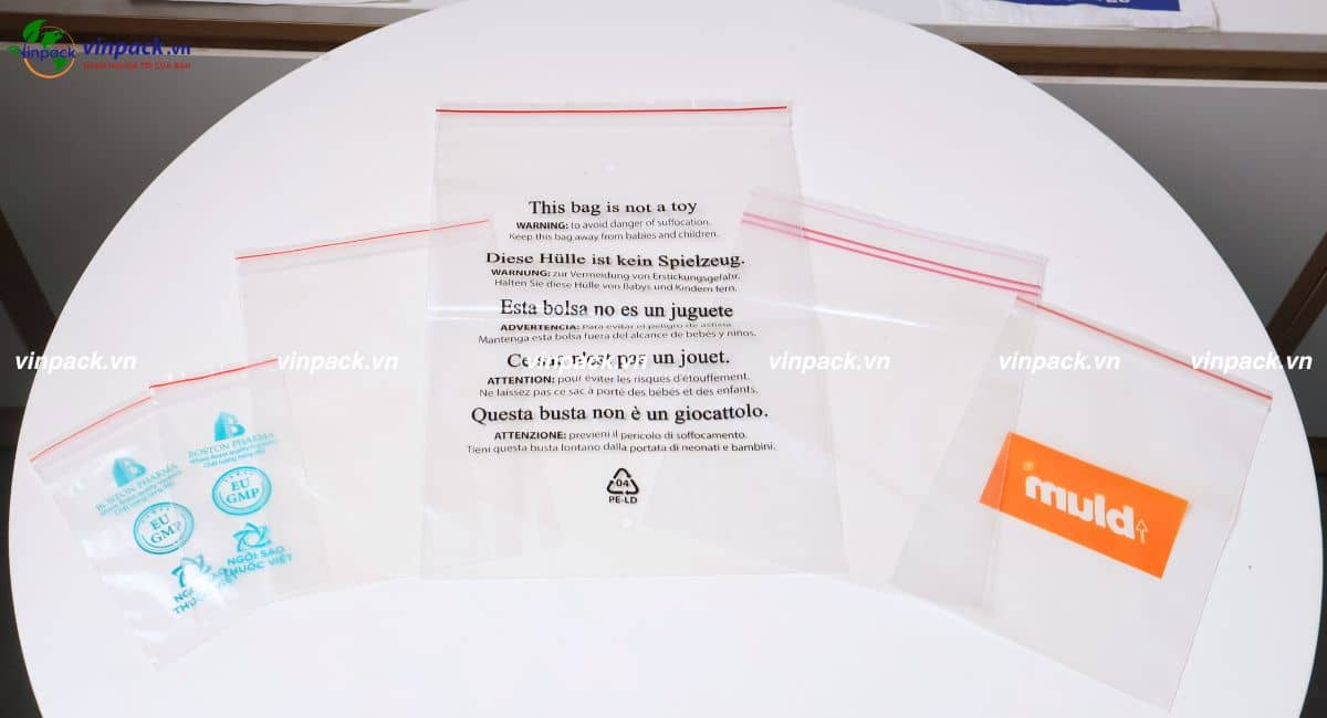 Túi zip chỉ đỏ in theo yêu cầu