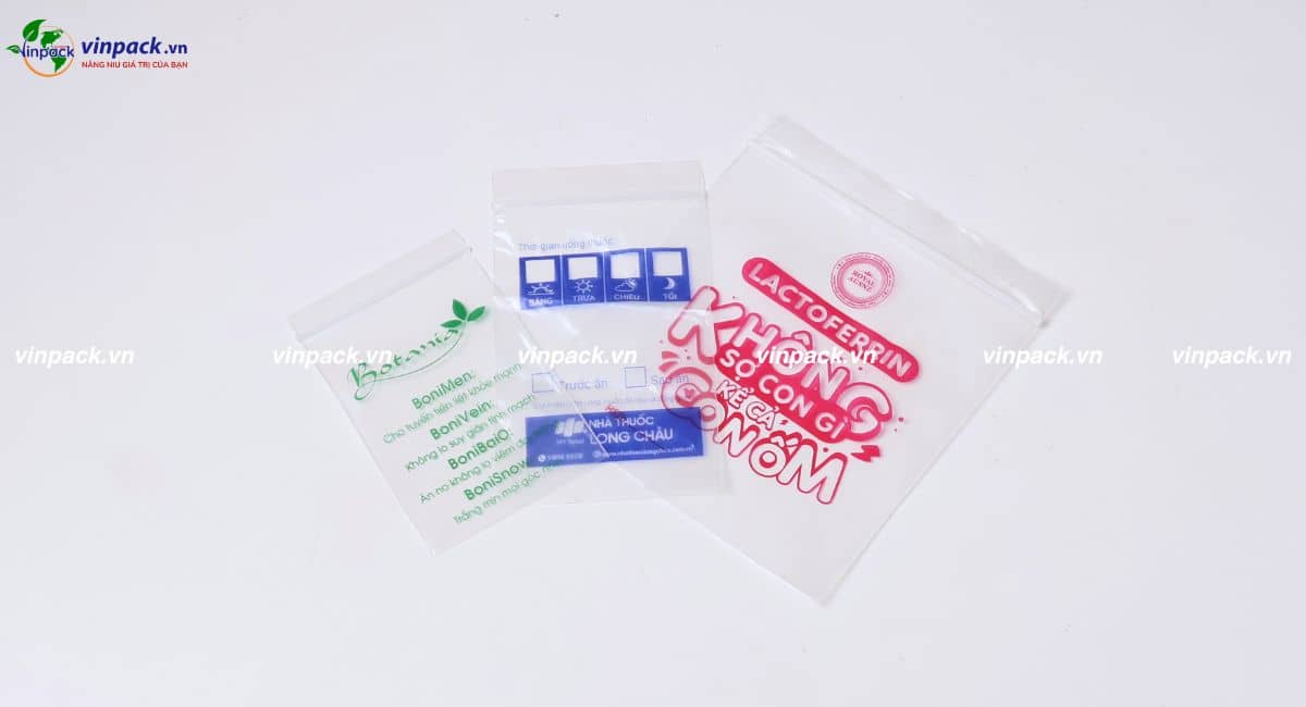Túi zipper chỉ trắng đựng thuốc tây có in