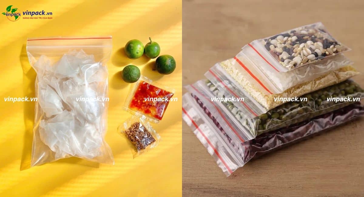 Túi zipper chỉ đỏ đựng thực phẩm
