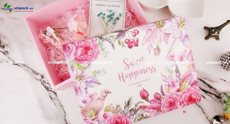 Thiết kế hộp giấy 8/3 đựng quà đẹp
