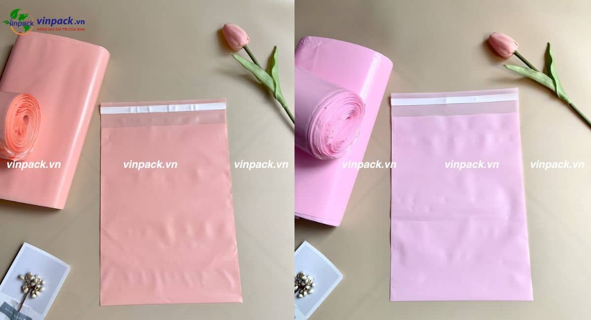 Túi niêm phong 1 lớp màu hồng nhiều kích thước