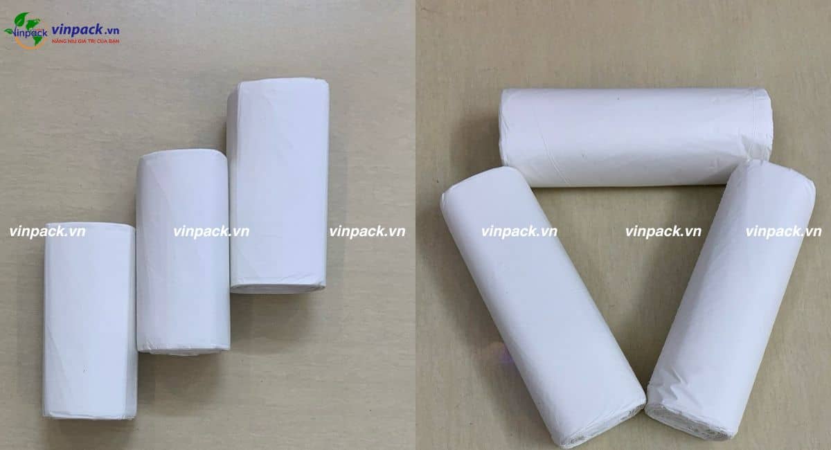 Túi rác tái chế cuộn màu trắng