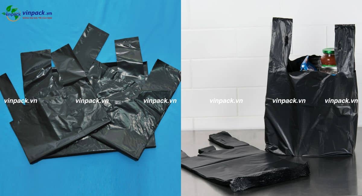 Túi xốp 2 quai PE màu đen