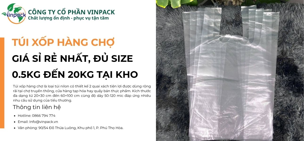 Túi xốp hàng chợ đa dạng mẫu mã kích thước
