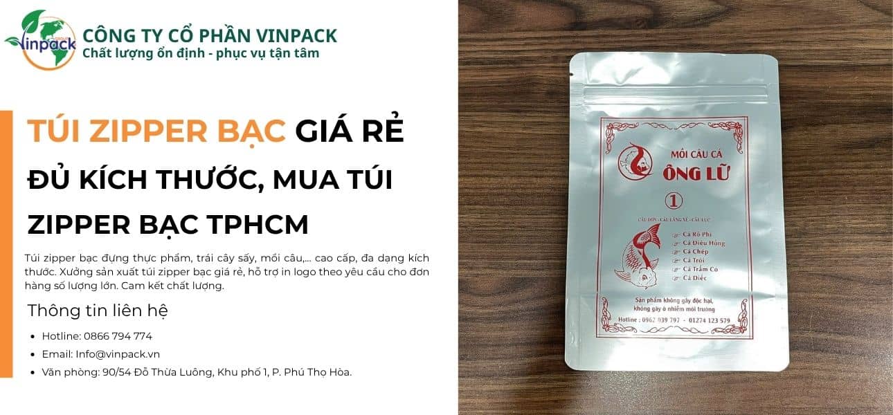 Túi zipper bạc đủ size nhận in theo yêu cầu