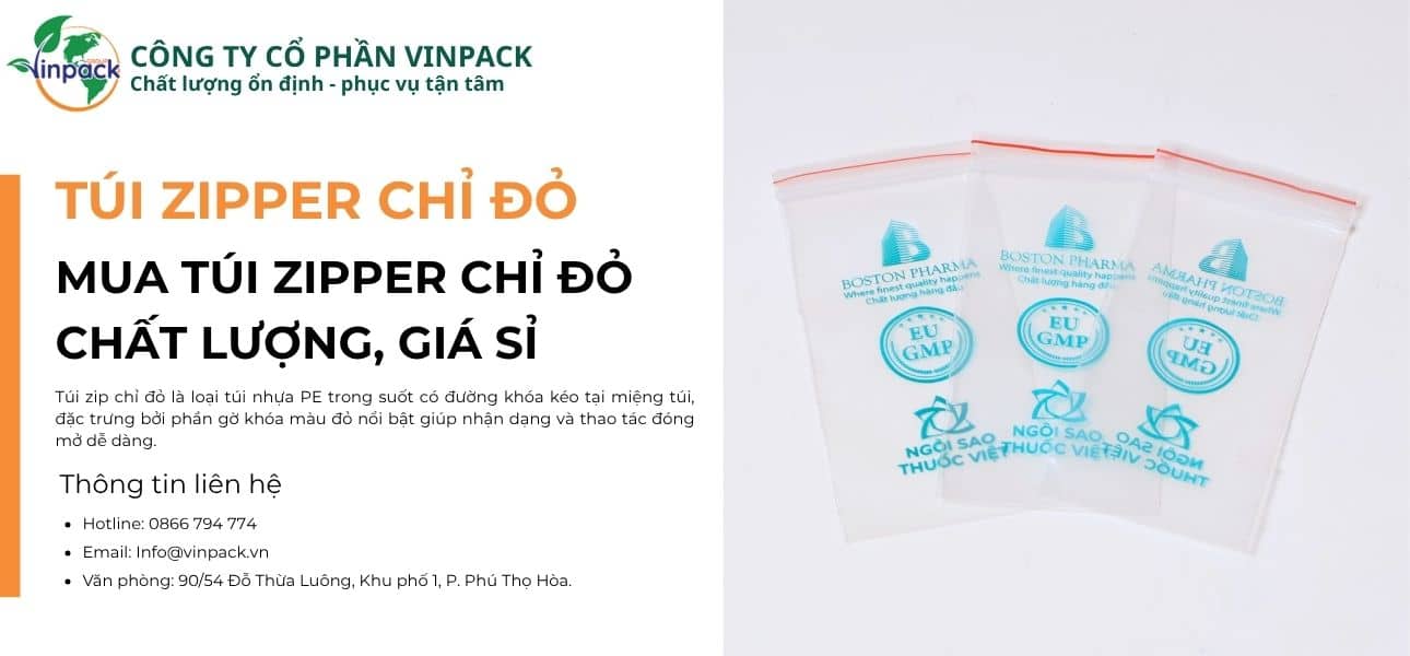 Túi zipper chỉ đỏ