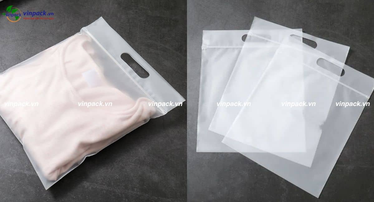 Túi zipper quai xách đục lỗ xoài HD