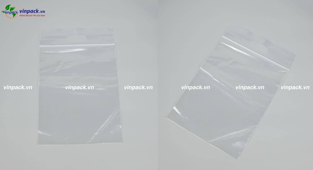 Túi zip quai xách đục lỗ xoài không in ấn