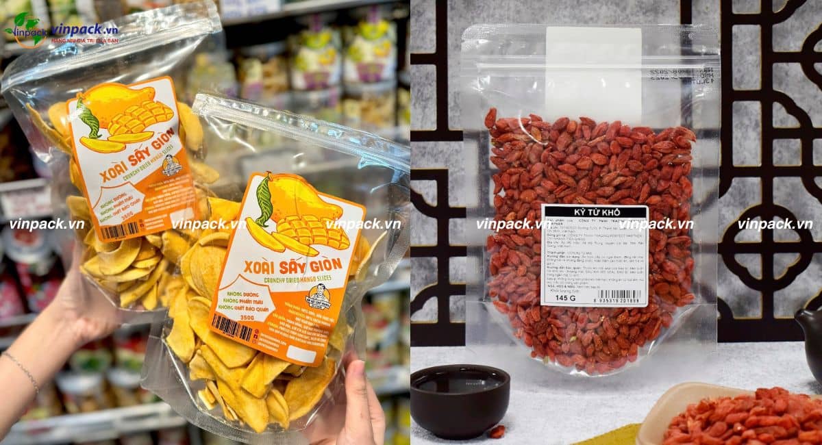 Mẫu túi zip trong suốt đáy đứng