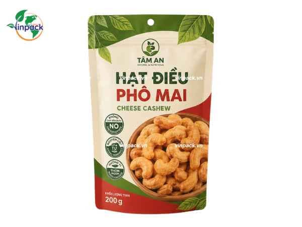 Bao bì hạt điều phô mai in trục đồng theo yêu cầu