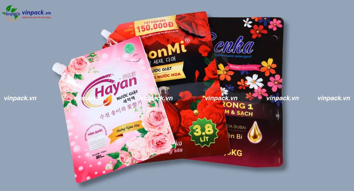 Bao bì hóa mỹ phẩm nước giặt có vòi