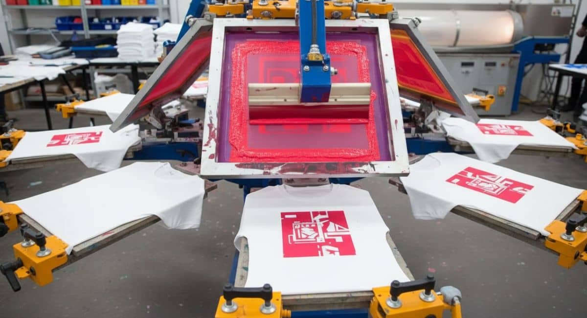 quy trình in lụa trên áo thun với khung lưới và mực in