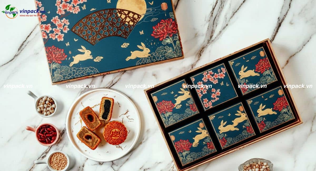 Mẫu hộp giấy đựng 6 bánh trung thu