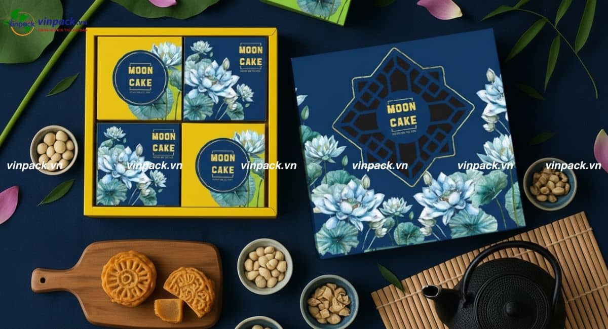Mẫu hộp giấy đựng bánh trung thu nắp rời