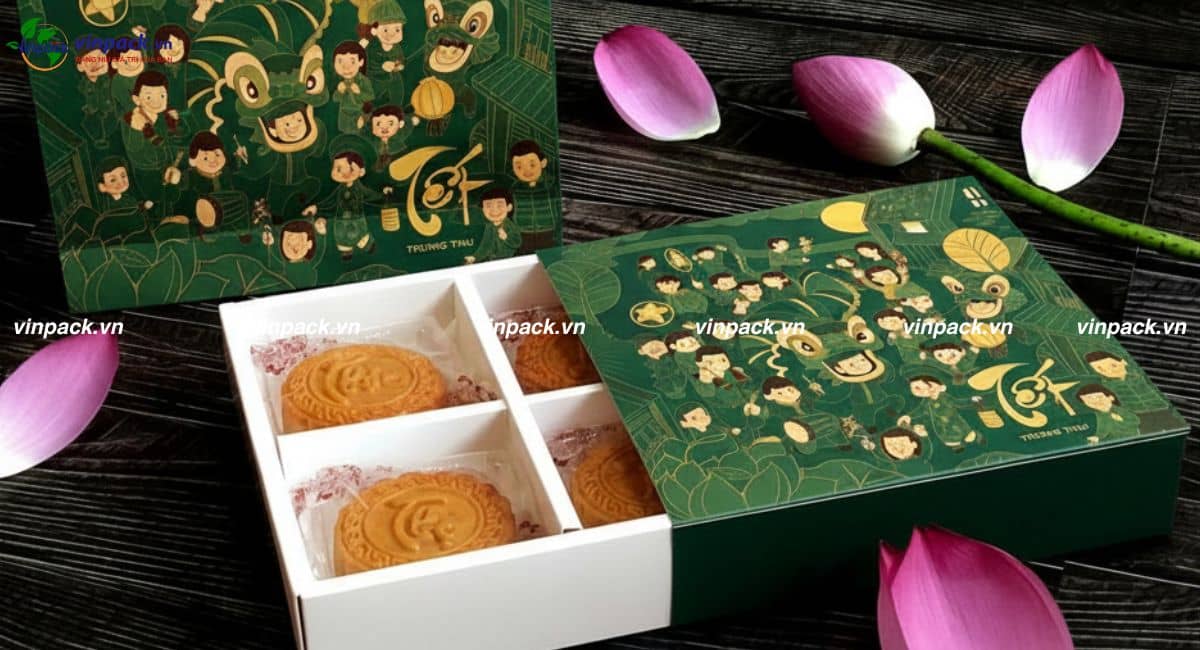 Mẫu hộp giấy đựng bánh trung thu nắp trượt