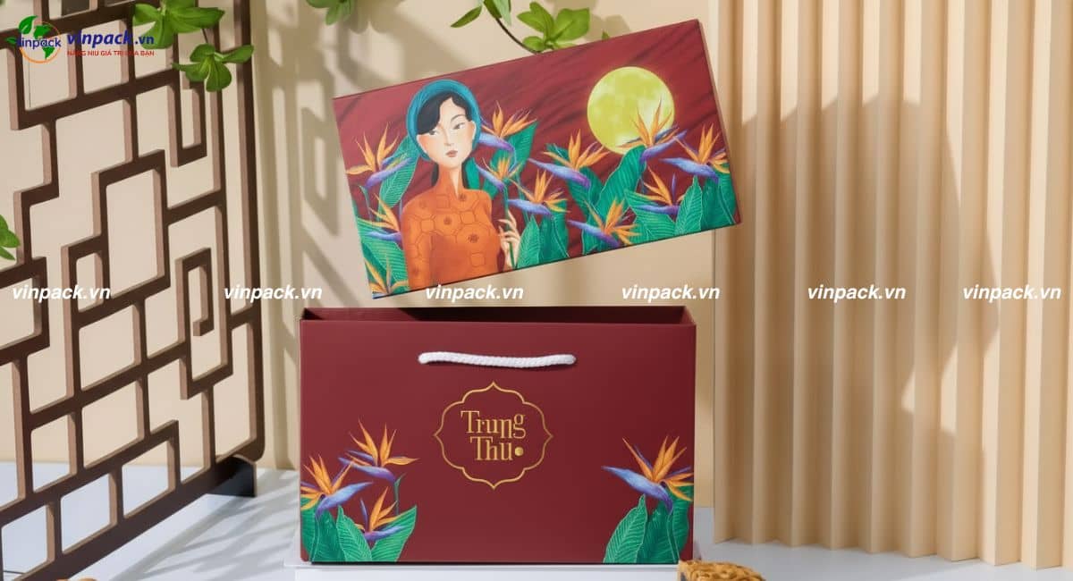 Mẫu túi giấy bánh trung thu in offset nhiều màu sang trọng