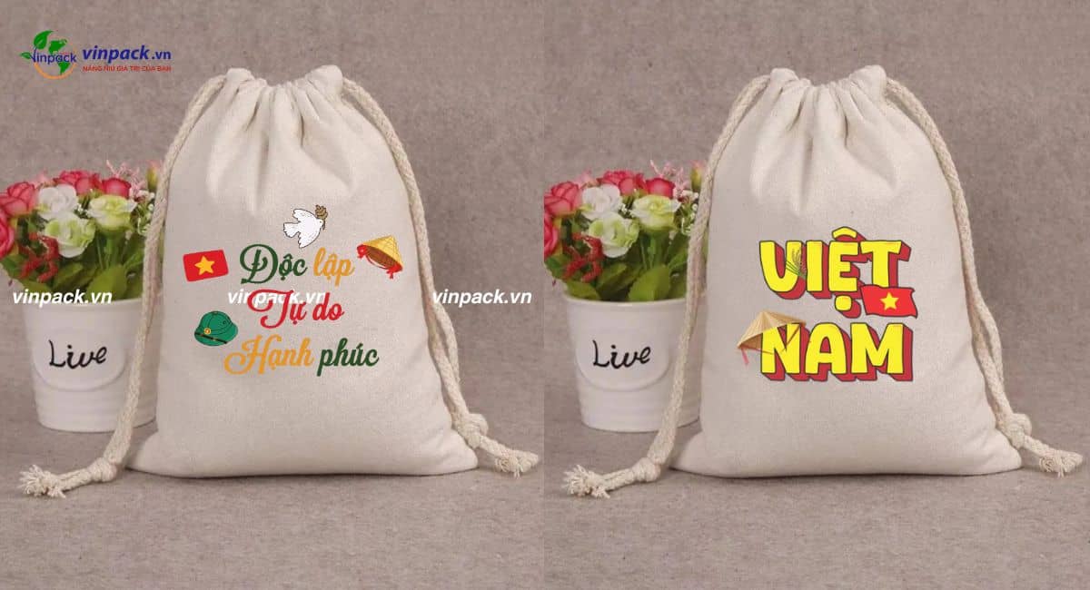 Túi dây rút vải bố ngày 30/4 