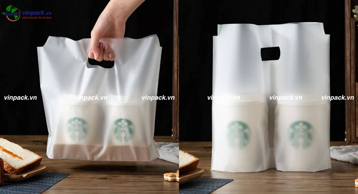 Mẫu túi đựng 2 ly phân hủy có quai xách