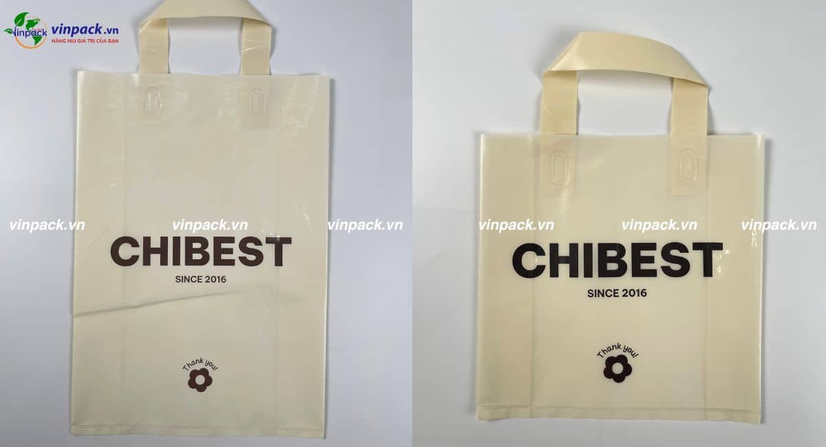 Túi ép quai phân hủy in logo cho thương hiệu