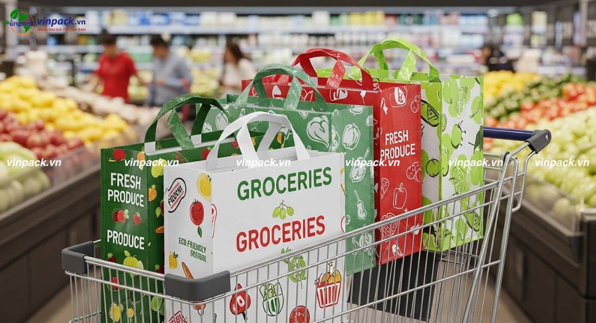 Túi siêu thị PP dệt cán màng