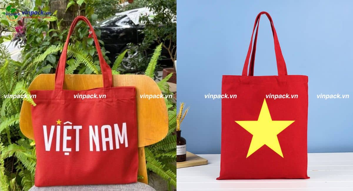 Mẫu túi vải bố canvas màu đỏ