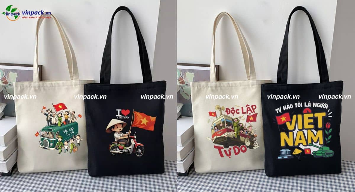Mẫu túi vải canvas Ngày 30 tháng 4 đơn giản