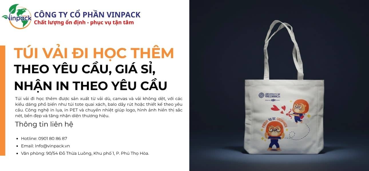 Túi vải đi học thêm đựng sách vở và tài liệu học tập