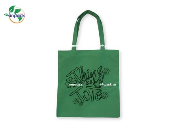 Túi vải đi học thêm màu xanh lá in chữ Túi vải đi học thêm