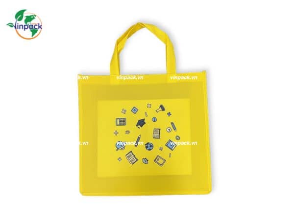 Túi vải đi học thêm màu vàng in đơn giản Túi vải đi học thêm