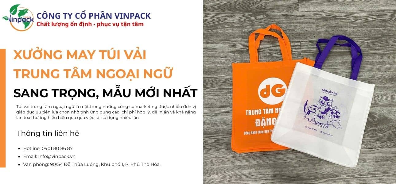 Túi vải trung tâm ngoại ngữ in theo yêu cầu