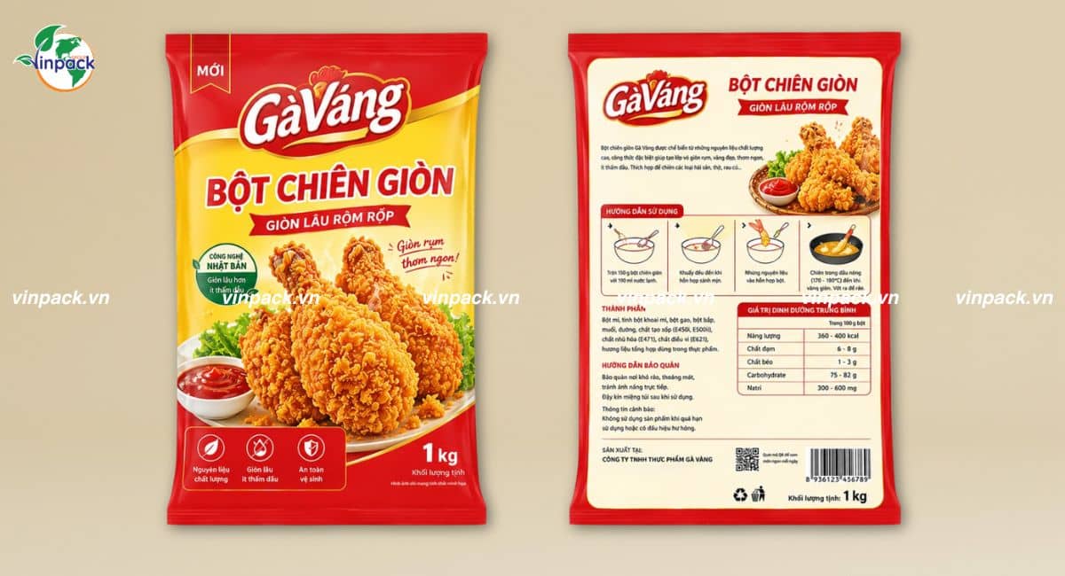 Mẫu bao bì bột chiên giòn màng ghép phức hợp nhiều lớp