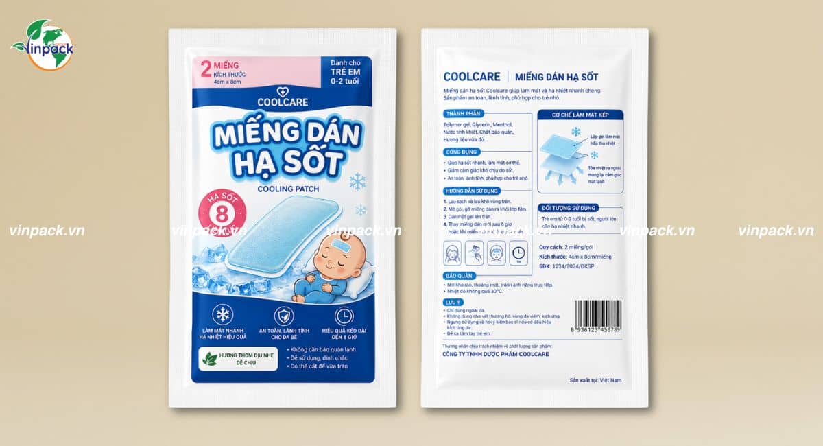 bao bì dược phẩm y tế miếng dán hạ sốt
