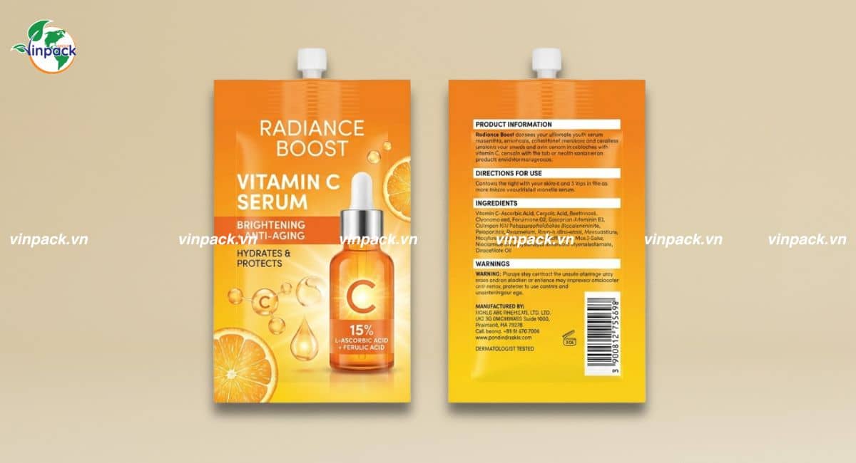Mẫu bao bì đựng serum in sắc nét lên đến 10 màu