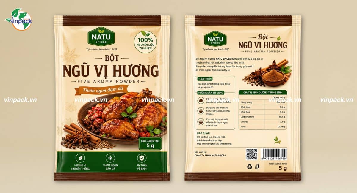 Mẫu bao bì ngũ vị hương túi nhỏ 5g